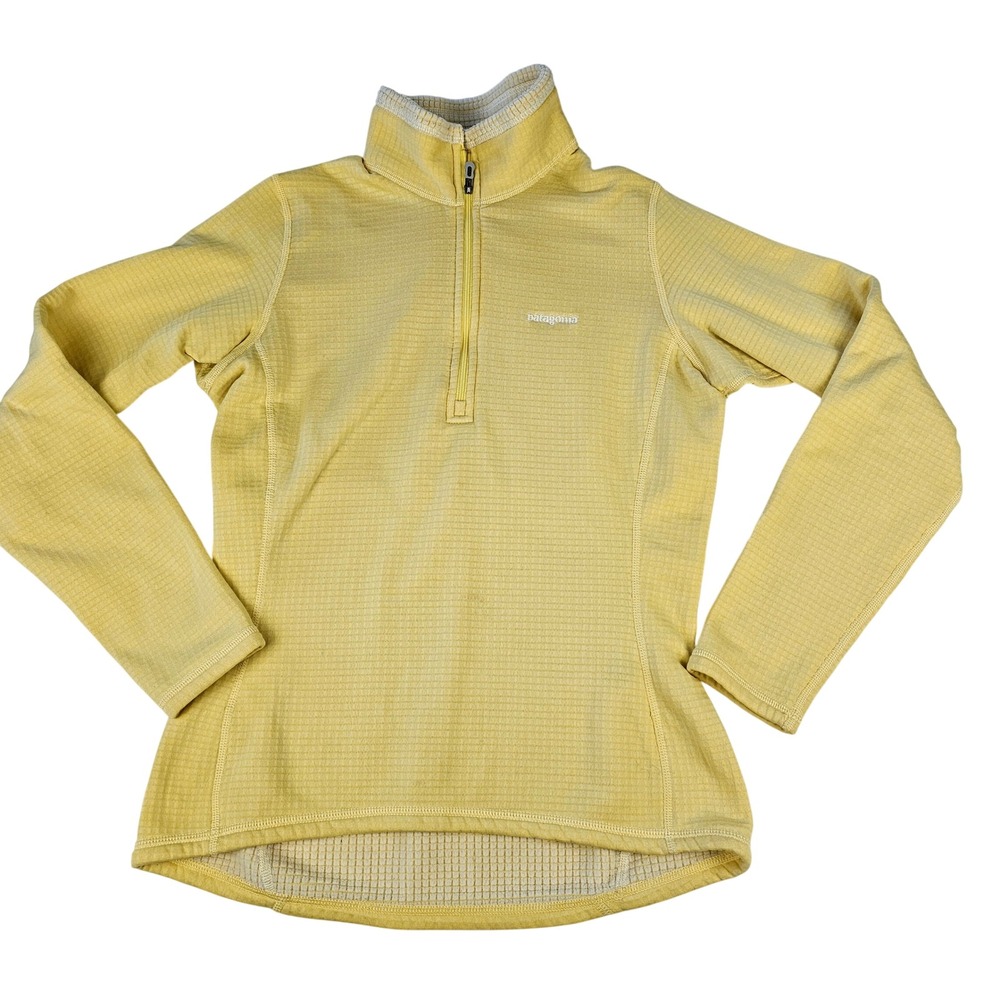 Patagonia R1 Regulator Fleece Pullover Women's Medium Yellow 1/4 Zip Waffle Knit